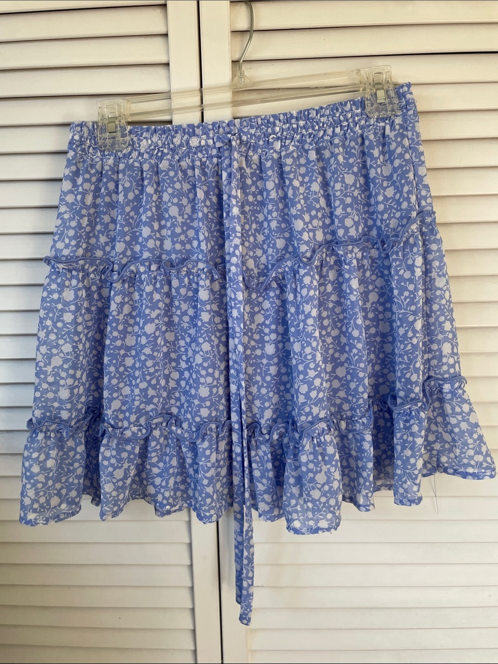 Sienna Sky Blue Floral Ruffle Skater Skirt